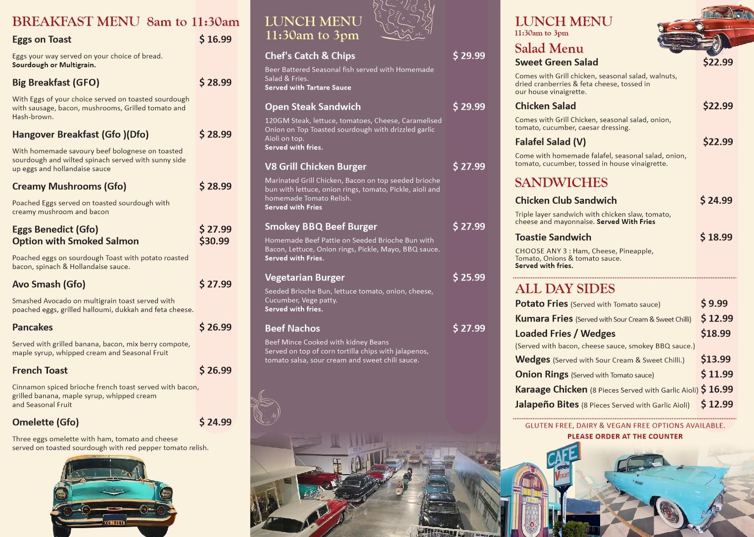 VEight Cafe food menu